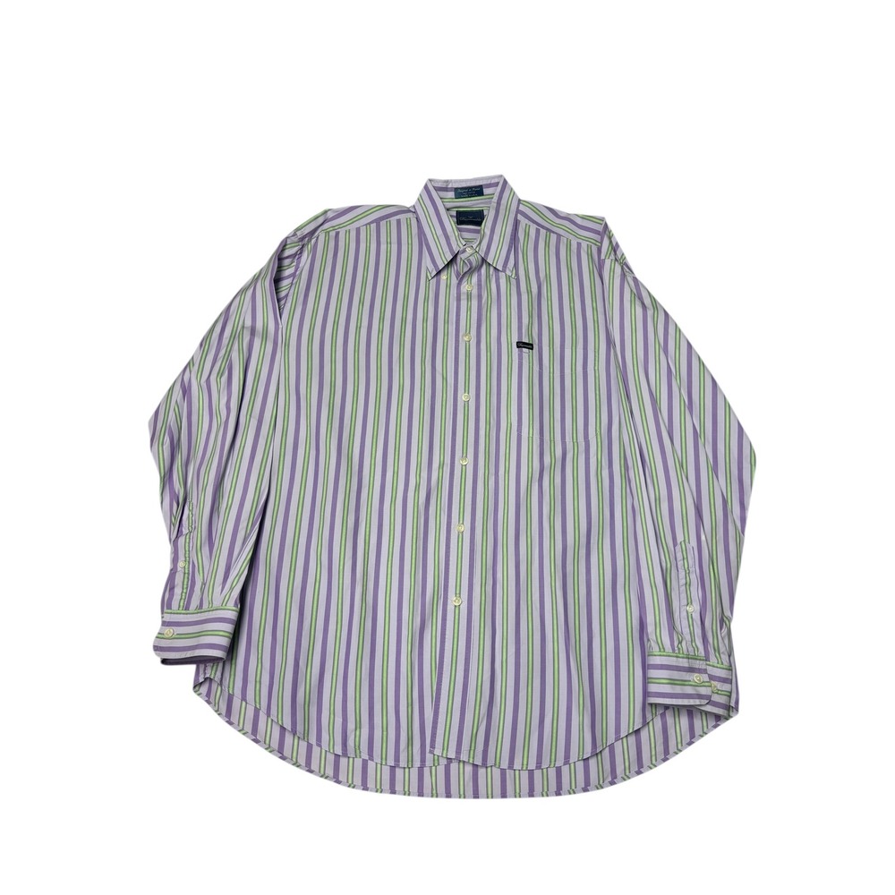 Facconable Mens Striped Button Down Shirt Classic Fit Cotton 2XL Made USA